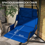 Outsunny Hammock Chair with Stand and PA Coating Cushion, Hanging Swing Chair with Steel Frame for Indoor and Outdoor, Dark Blue