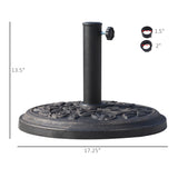 Outsunny Outdoor Umbrella Stand Base 17" 27 lbs, Round, Decorative Pattern, for Φ1.5", Φ1.89" Pole - Bronze