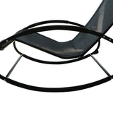 Outsunny Patio Rocking Chair, Outdoor Chaise Lounger with Headrest Pillow and Breathable Fabric for Backyard, Living Room, Deck and Poolside, Black