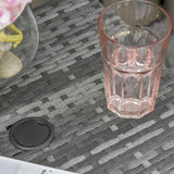 Outsunny Rattan Tea Bistro Side Table with Umbrella Hole, 2-Tier Storage Shelf, Gray, for Patio & Backyard
