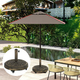 Outsunny Round Patio Umbrella Base, 46 lbs Resin Umbrella Base with Wheels, Outdoor Umbrella Stand for 1.3"/1.5"/1.9" Umbrella Poles for Outdoor, Lawn, Poolside, Bronze