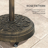 Outsunny Round Patio Umbrella Base, 46 lbs Resin Umbrella Base with Wheels, Outdoor Umbrella Stand for 1.3"/1.5"/1.9" Umbrella Poles for Outdoor, Lawn, Poolside, Bronze