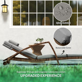 Outsunny Set of 2 Wicker Chaise Lounge Chair Outdoor Patio Lounger with Adjustable Back, Wheels, Cushion, and Armrests, Gray