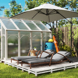 Outsunny Set of 2 Wicker Chaise Lounge Chair Outdoor Patio Lounger with Adjustable Back, Wheels, Cushion, and Armrests, Gray