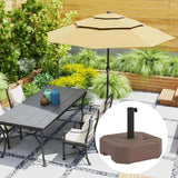 Outsunny Square Patio Umbrella Base Holder, Heavy Duty Outdoor Umbrella Stand Base, Filled Up to 55lbs with Stand or 44lbs with Water for Garden, Poolside, Brown