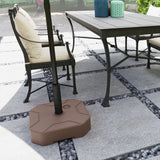 Outsunny Square Patio Umbrella Base Holder, Heavy Duty Outdoor Umbrella Stand Base, Filled Up to 55lbs with Stand or 44lbs with Water for Garden, Poolside, Brown