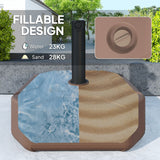 Outsunny Square Patio Umbrella Base Holder, Heavy Duty Outdoor Umbrella Stand Base, Filled Up to 55lbs with Stand or 44lbs with Water for Garden, Poolside, Brown