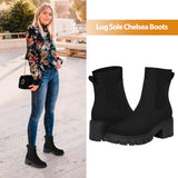 Women's Chelsea Boots – Black Lug Sole Platform Booties