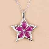 1.37 Carat Genuine Ruby and White Zircon .925 Sterling Silver Pendant