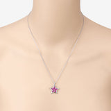 1.37 Carat Genuine Ruby and White Zircon .925 Sterling Silver Pendant