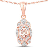 0.52 Carat Genuine Morganite and White Topaz .925 Sterling Silver Pendant