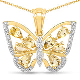 1.81 Carat Genuine Citrine and White Topaz .925 Sterling Silver Pendant