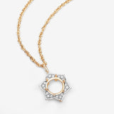 0.14 Carat Genuine White Diamond 14K Yellow Gold Semi Mount Pendant - holds 8.00mm Round Gemstone