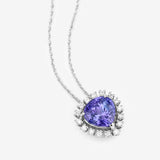 3.25 Carat Genuine Tanzanite and White Diamond 14K White Gold Pendant