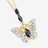 0.92 Carat Genuine Blue Sapphire and White Zircon .925 Sterling Silver Pendant