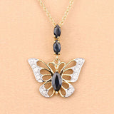 0.92 Carat Genuine Blue Sapphire and White Zircon .925 Sterling Silver Pendant