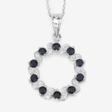 1.30 Carat Genuine Blue Sapphire and White Topaz .925 Sterling Silver Pendant