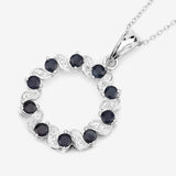 1.30 Carat Genuine Blue Sapphire and White Topaz .925 Sterling Silver Pendant