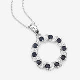 1.30 Carat Genuine Blue Sapphire and White Topaz .925 Sterling Silver Pendant