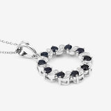 1.30 Carat Genuine Blue Sapphire and White Topaz .925 Sterling Silver Pendant