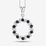 1.30 Carat Genuine Blue Sapphire and White Topaz .925 Sterling Silver Pendant