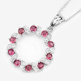 1.30 Carat Genuine Pink Tourmaline and White Topaz .925 Sterling Silver Pendant