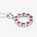 1.30 Carat Genuine Pink Tourmaline and White Topaz .925 Sterling Silver Pendant