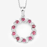 1.30 Carat Genuine Pink Tourmaline and White Topaz .925 Sterling Silver Pendant