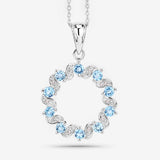 1.30 Carat Genuine Swiss Blue Topaz and White Topaz .925 Sterling Silver Pendant