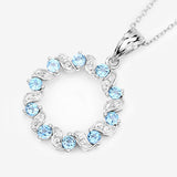 1.30 Carat Genuine Swiss Blue Topaz and White Topaz .925 Sterling Silver Pendant