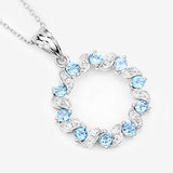 1.30 Carat Genuine Swiss Blue Topaz and White Topaz .925 Sterling Silver Pendant
