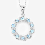 1.30 Carat Genuine Swiss Blue Topaz and White Topaz .925 Sterling Silver Pendant