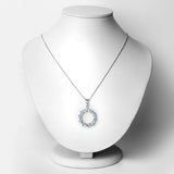 1.30 Carat Genuine Swiss Blue Topaz and White Topaz .925 Sterling Silver Pendant