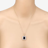 4.07 Carat Genuine Iolite and White Diamond 14K Yellow Gold Pendant