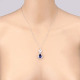 5.54 Carat Genuine Tanzanite and White Diamond 18K White Gold Pendant