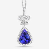 5.54 Carat Genuine Tanzanite and White Diamond 18K White Gold Pendant