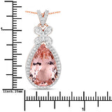 8.14 Carat Genuine Morganite and White Diamond 14K Rose Gold Pendant