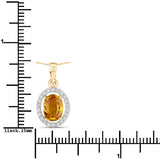 1.78 Carat Genuine Yellow Sapphire and White Diamond 14K Yellow Gold Pendant