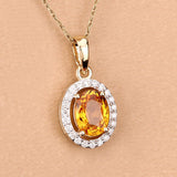 1.78 Carat Genuine Yellow Sapphire and White Diamond 14K Yellow Gold Pendant