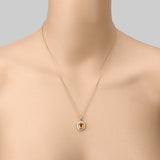 1.78 Carat Genuine Yellow Sapphire and White Diamond 14K Yellow Gold Pendant