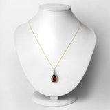 3.29 Carat Genuine Rhodolite and White Diamond 14K Yellow Gold Pendant