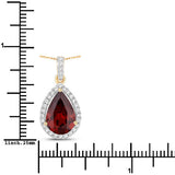 3.29 Carat Genuine Rhodolite and White Diamond 14K Yellow Gold Pendant