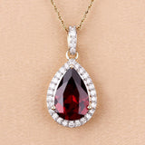 3.29 Carat Genuine Rhodolite and White Diamond 14K Yellow Gold Pendant