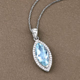 2.55 Carat Genuine Aquamarine and White Diamond 14K White Gold Pendant