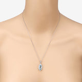 2.55 Carat Genuine Aquamarine and White Diamond 14K White Gold Pendant