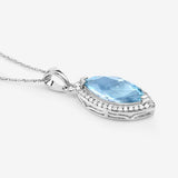 2.55 Carat Genuine Aquamarine and White Diamond 14K White Gold Pendant