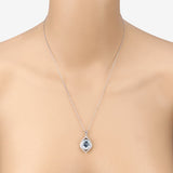 3.82 Carat Genuine Aquamarine and White Diamond 14K White Gold Pendant