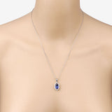 2.44 Carat Genuine Tanzanite and White Diamond 14K White Gold Pendant