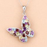 3.80 Carat Genuine Multi Stones .925 Sterling Silver Pendant