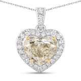 IGI Certified 4.51 Carat Genuine Light Yellow Diamond Center and 0.45cttw White Diamond 18K White Gold Pendant (4.96cttw)